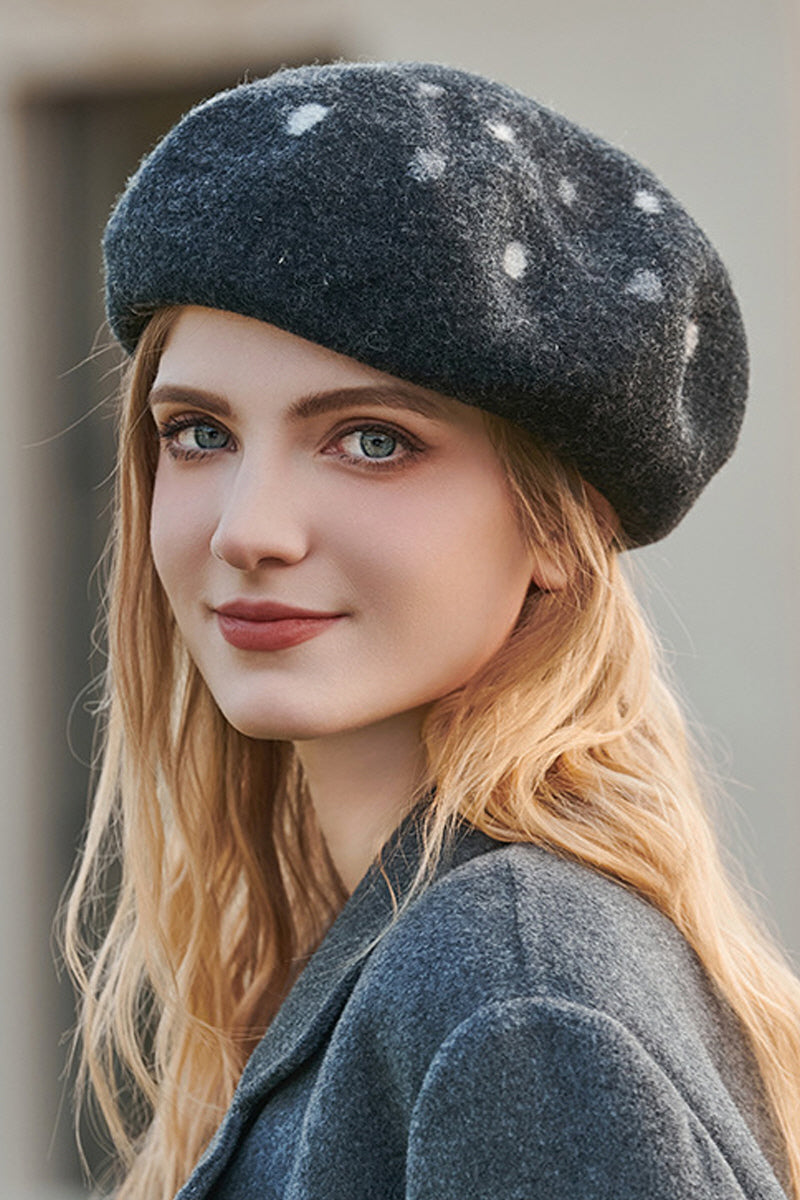 WOMEN WARM POLKA-DOT WOOL BERET