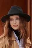 WOMEN CHAIN WIDE-BRIMMED FELT HAT FEDORA