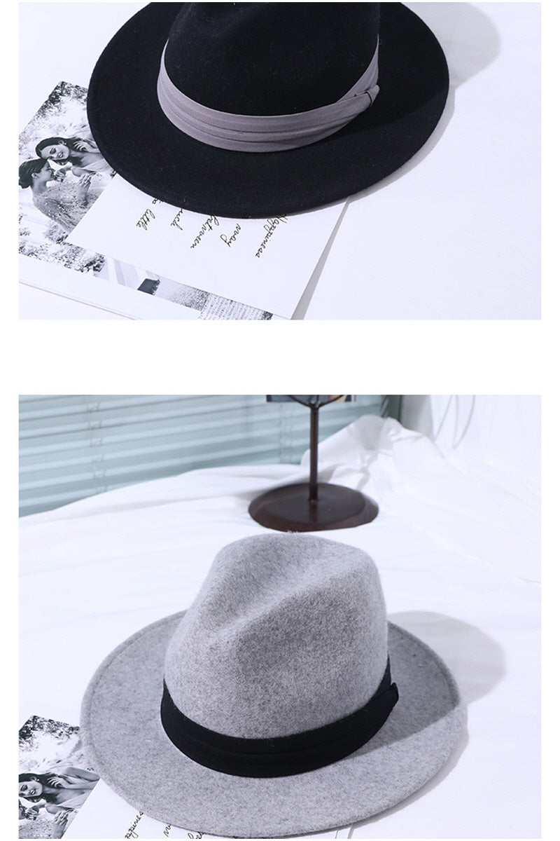 WOMEN WIDE BRIM WARM STYLE BELT PANAMA HAT