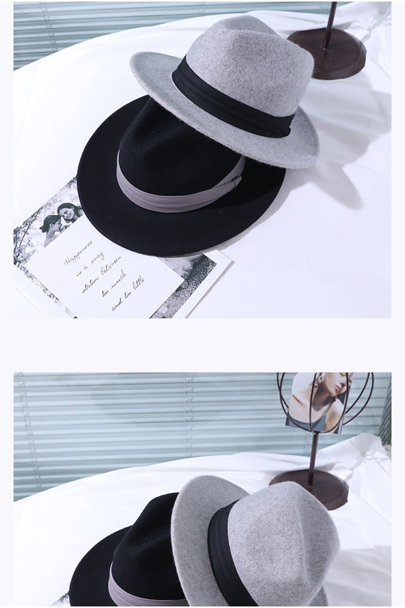 WOMEN WIDE BRIM WARM STYLE BELT PANAMA HAT