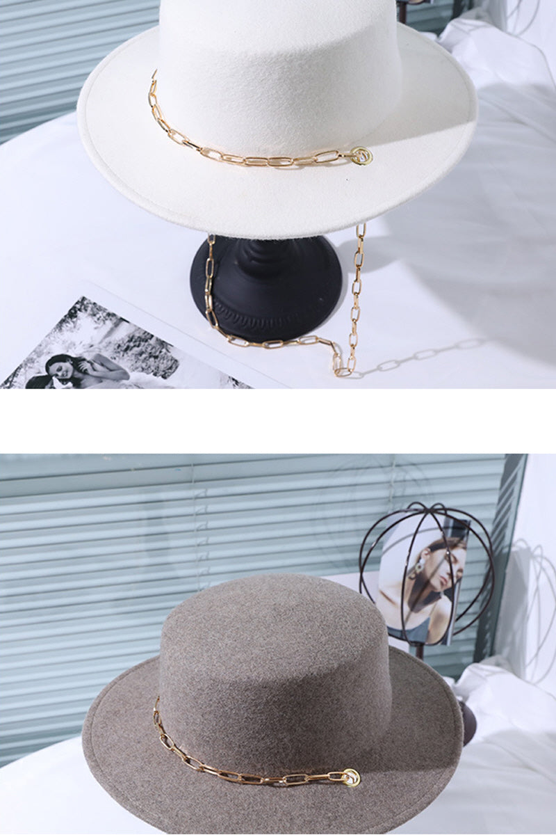 WOMEN WIDE-BRIMMED WARM CHAIN COWBOY HAT