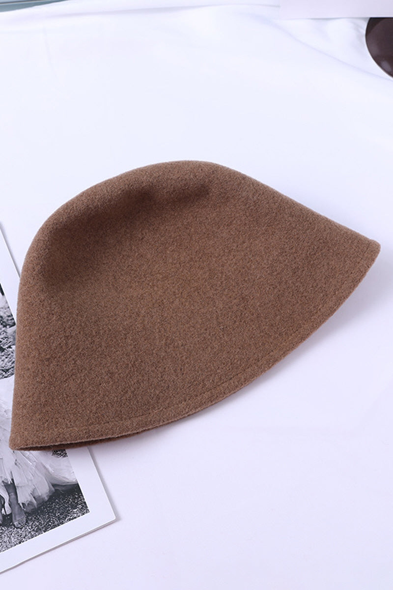 WOMEN WINTER WOOL SOLID COLOR BUCKET HAT