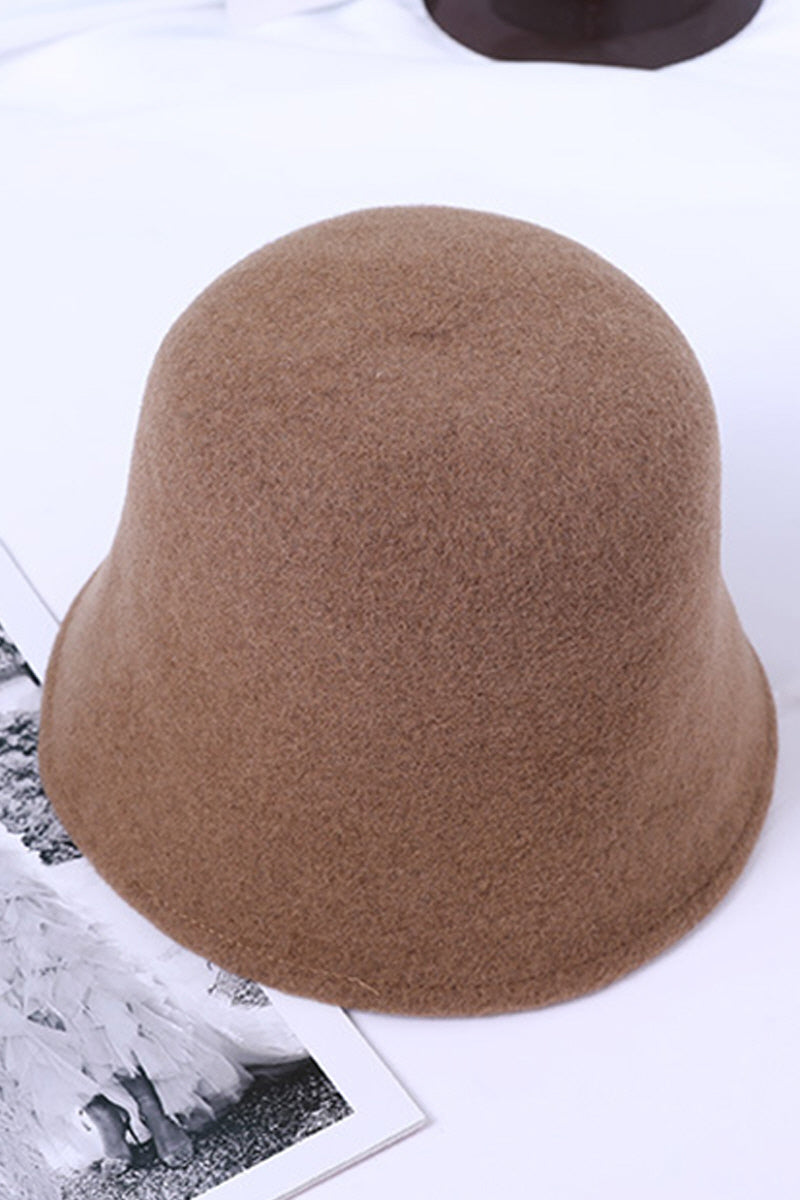 WOMEN WINTER WOOL SOLID COLOR BUCKET HAT