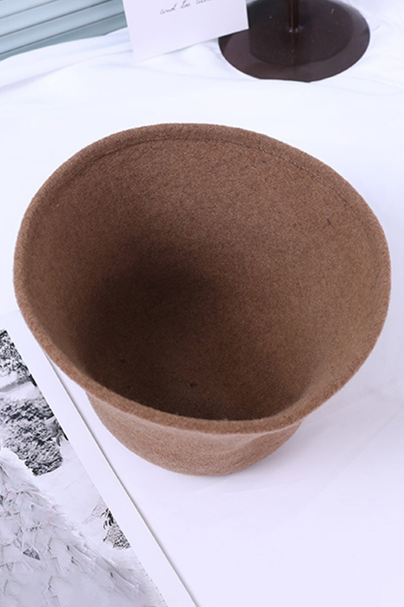 WOMEN WINTER WOOL SOLID COLOR BUCKET HAT