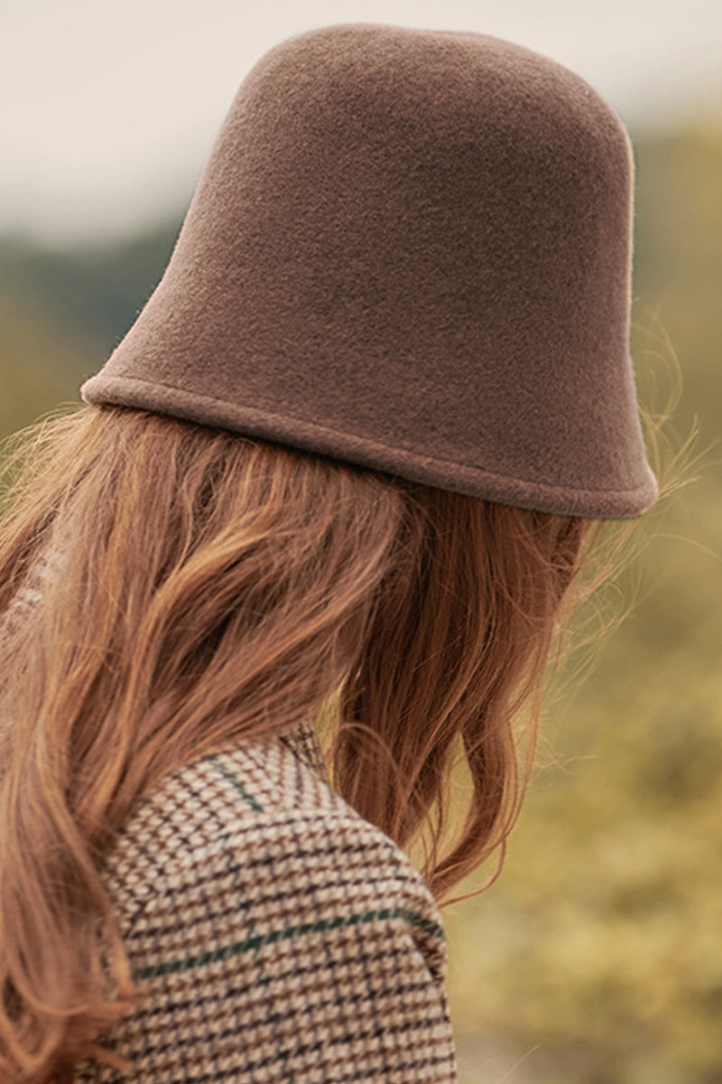 WOMEN WINTER WOOL SOLID COLOR BUCKET HAT