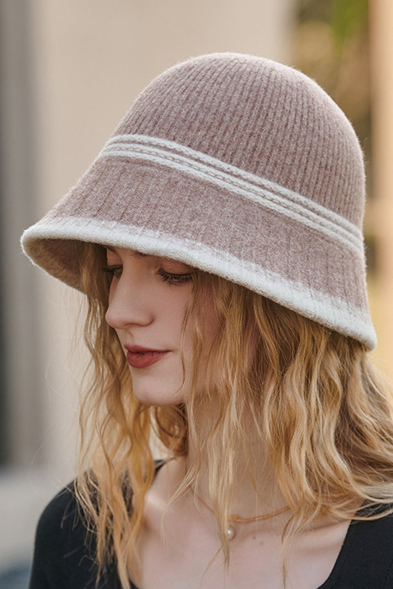 WOMEN RETRO WARM KNIT FELT HAT BUCKET HAT