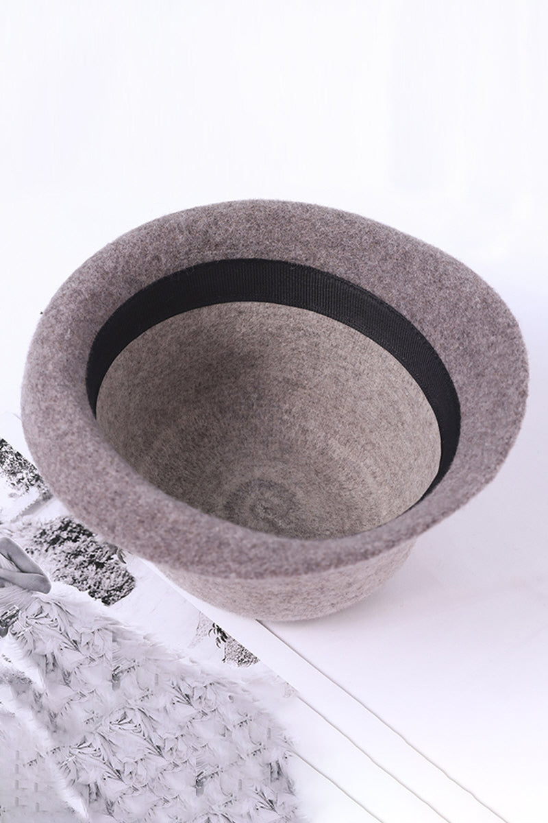 WOMEN RETRO WARM CURLING FELT HAT BUCKET HAT