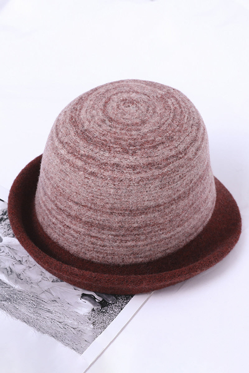 WOMEN RETRO WARM CURLING FELT HAT BUCKET HAT