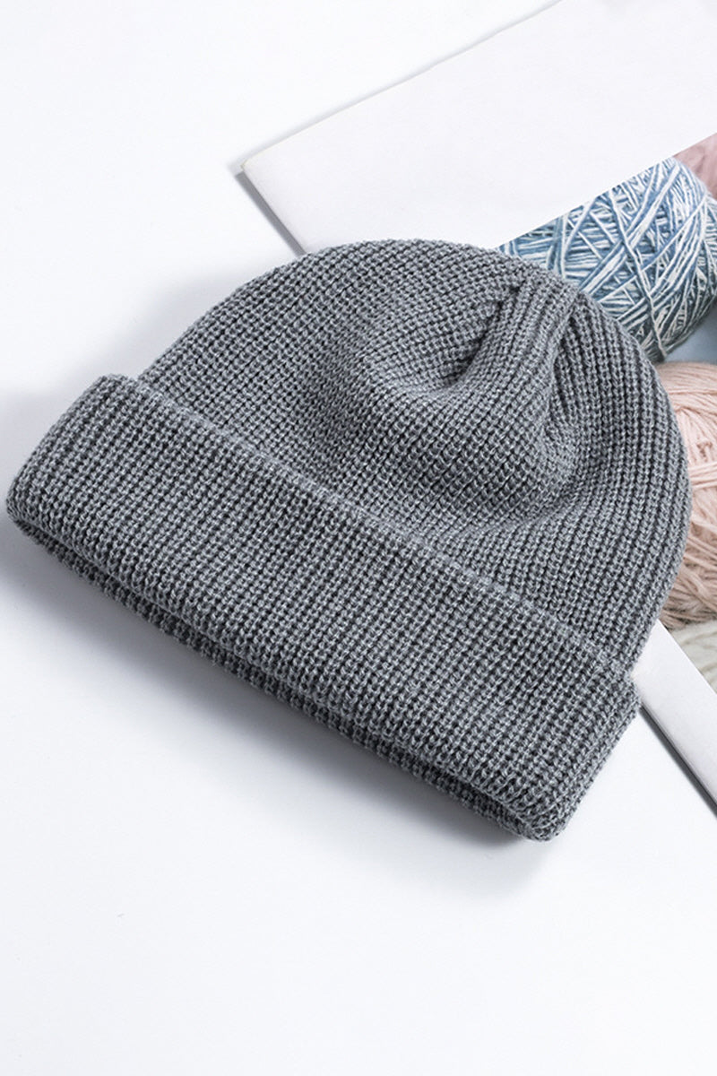 WOMEN SOLID COLOR KNIT HAT WITHOUT EAVES