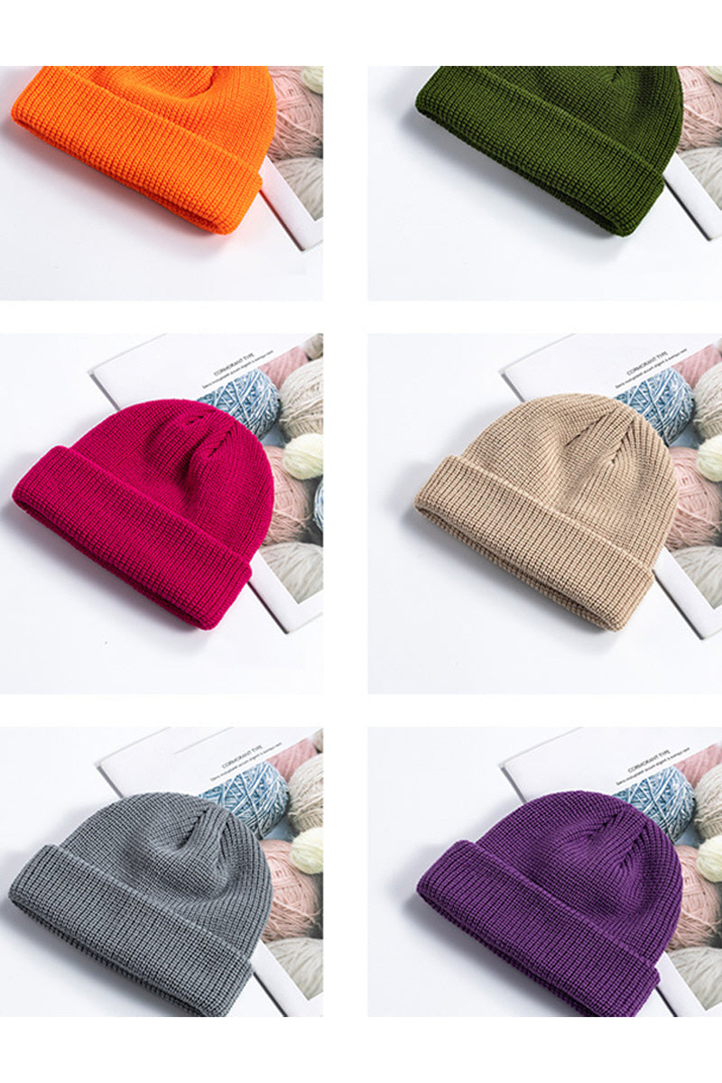 WOMEN SOLID COLOR KNIT HAT WITHOUT EAVES