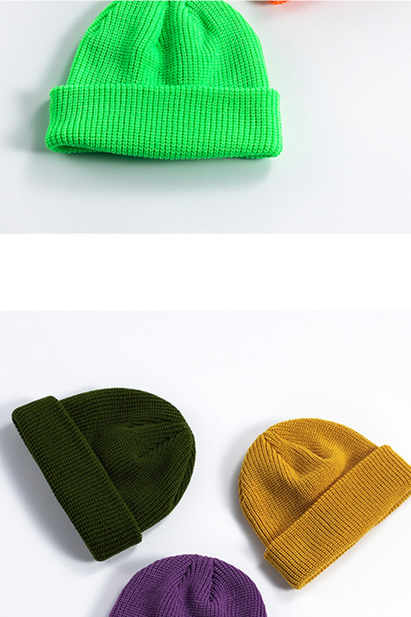 WOMEN SOLID COLOR KNIT HAT WITHOUT EAVES