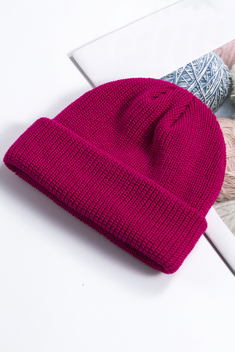 WOMEN SOLID COLOR KNIT HAT WITHOUT EAVES