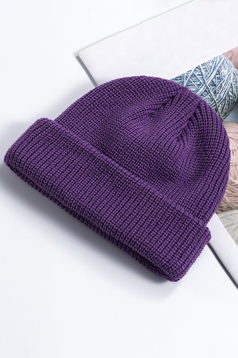 WOMEN SOLID COLOR KNIT HAT WITHOUT EAVES