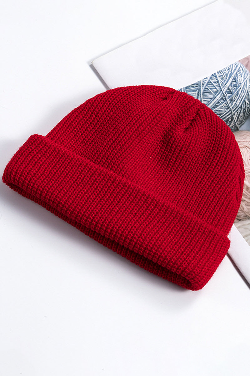 WOMEN SOLID COLOR KNIT HAT WITHOUT EAVES