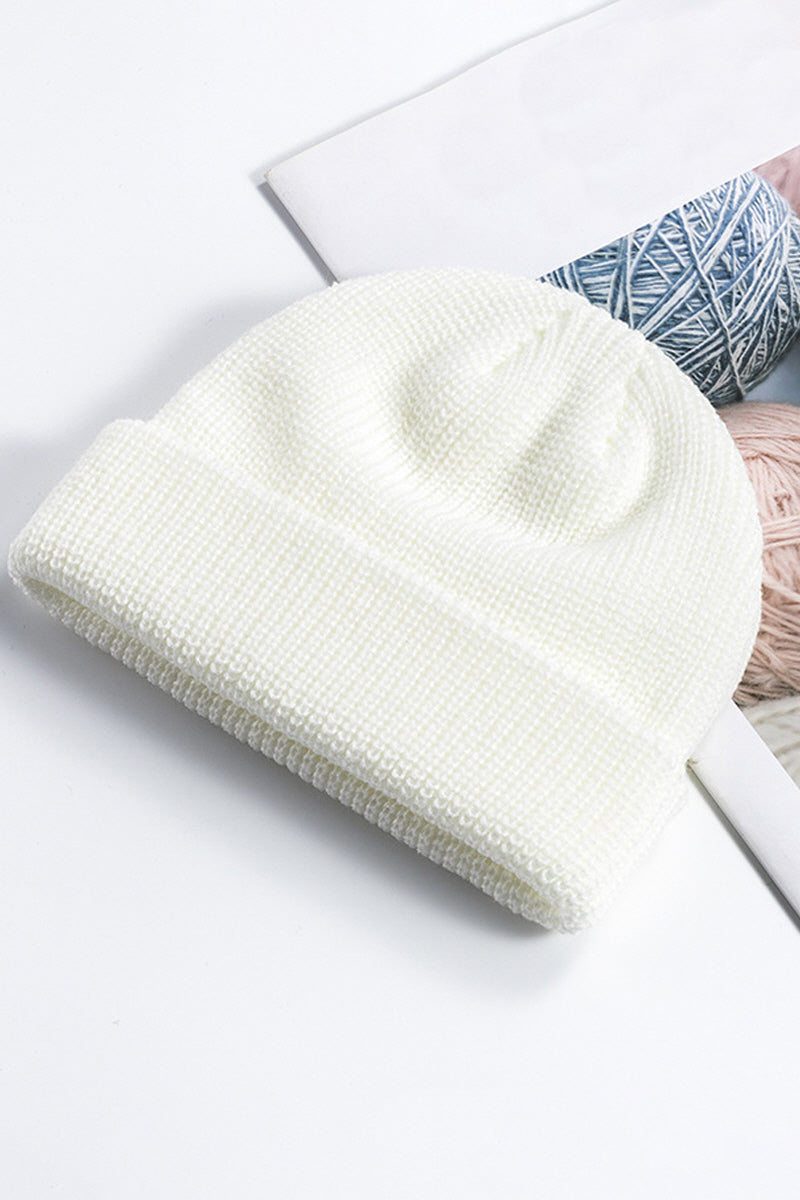 WOMEN SOLID COLOR KNIT HAT WITHOUT EAVES