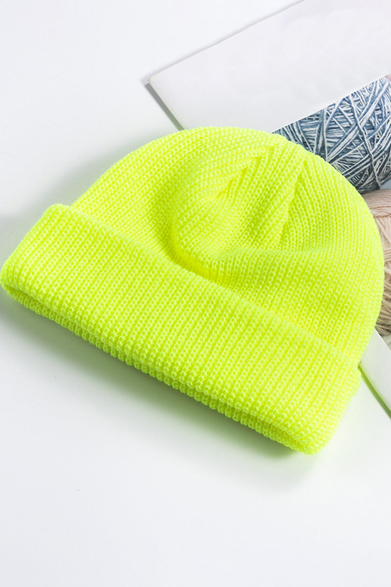 WOMEN SOLID COLOR KNIT HAT WITHOUT EAVES