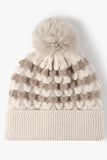 WOMEN FASHION FUR BALL COLOR MATCHING KNIT HAT