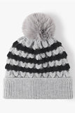 WOMEN FASHION FUR BALL COLOR MATCHING KNIT HAT