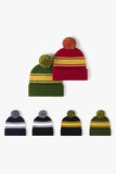 WOMEN FUR BALL COLOR MATCHING KNIT HAT