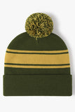 WOMEN FUR BALL COLOR MATCHING KNIT HAT