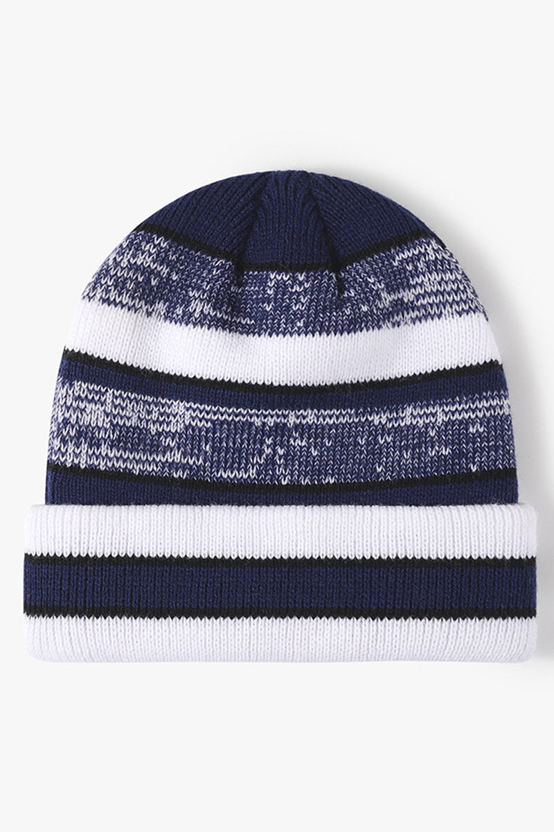 WOMEN DOUBLE-LAYER WARM COLOR MATCHING KNITTED HAT