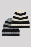 WOMEN STRIPED COLOR MATCHING SOFT HAT KNITTED HAT