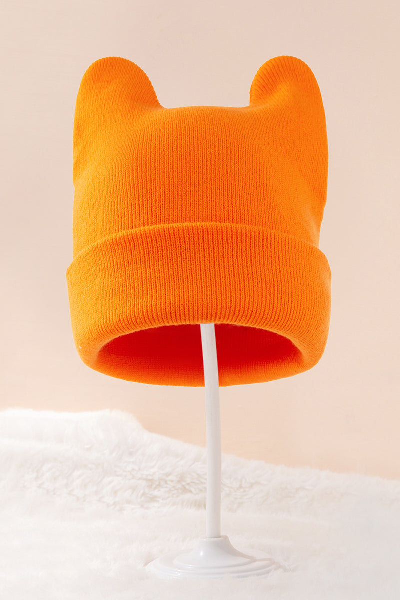 WOMEN SOLID COLOR RABBIT EAR KNITTED HAT