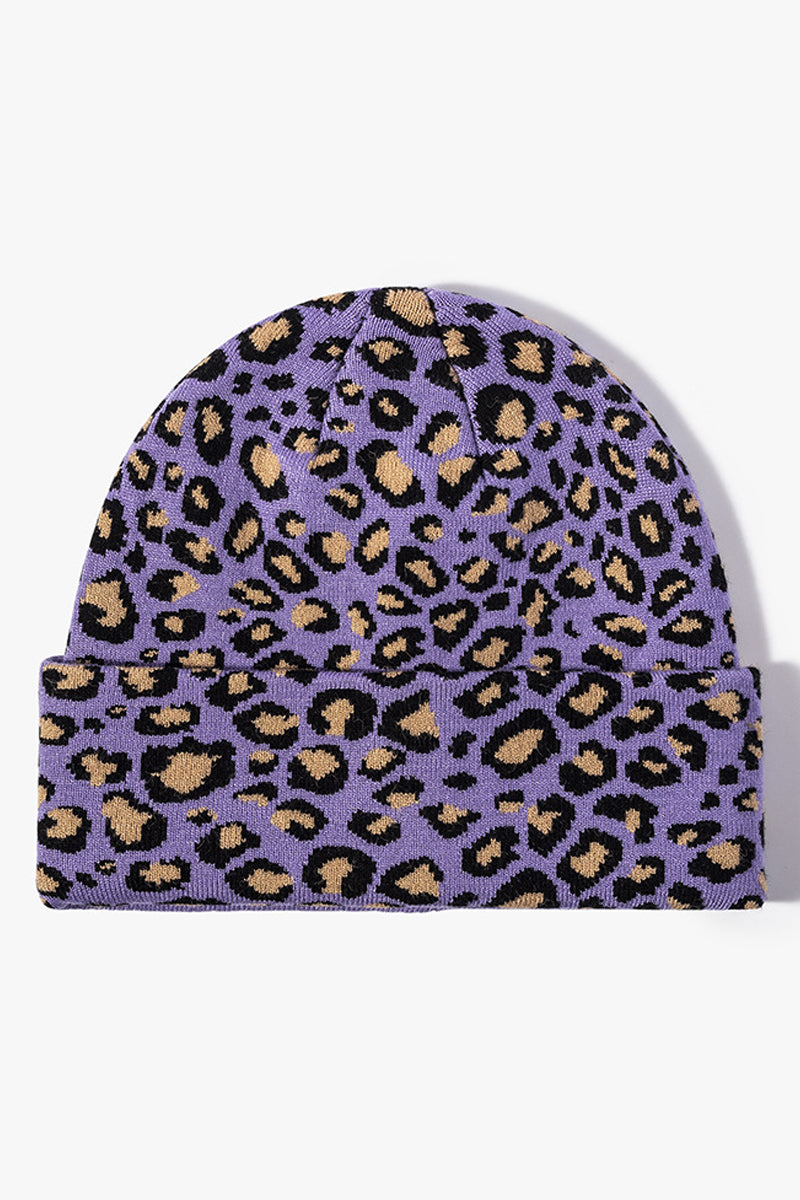 WOMEN SIMPLE LEOPARD KNIT THREAD CAP