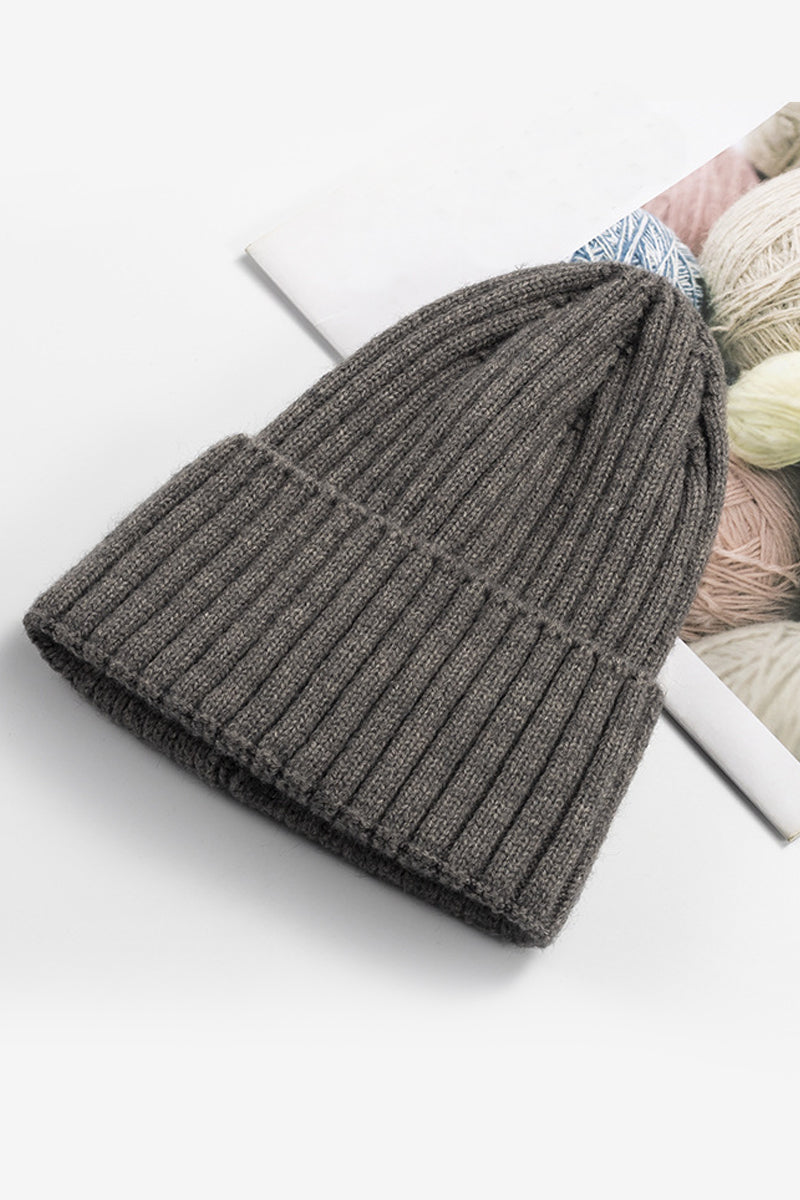 WOMEN FASHION SIMPLE WARM SOLID COLOR KNITTED HAT