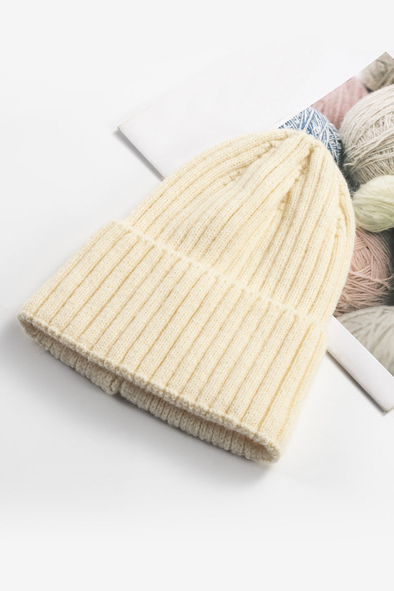 WOMEN FASHION SIMPLE WARM SOLID COLOR KNITTED HAT