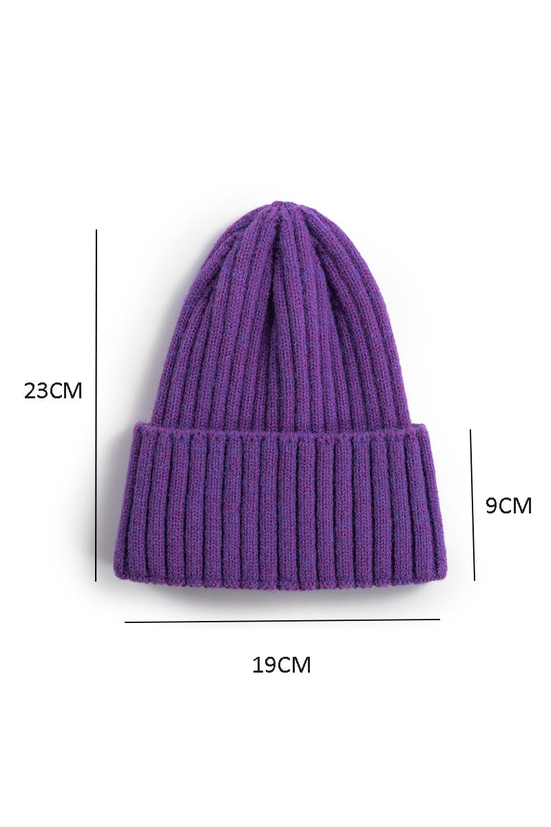 WOMEN FASHION SIMPLE WARM SOLID COLOR KNITTED HAT