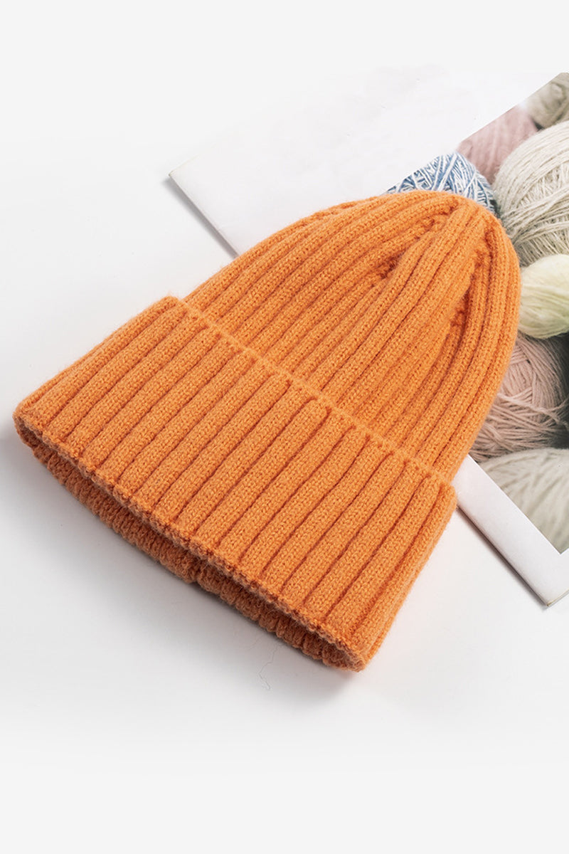 WOMEN FASHION SIMPLE WARM SOLID COLOR KNITTED HAT