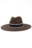 WOMEN WARM FEDORA HAT BELT PANAMA HAT