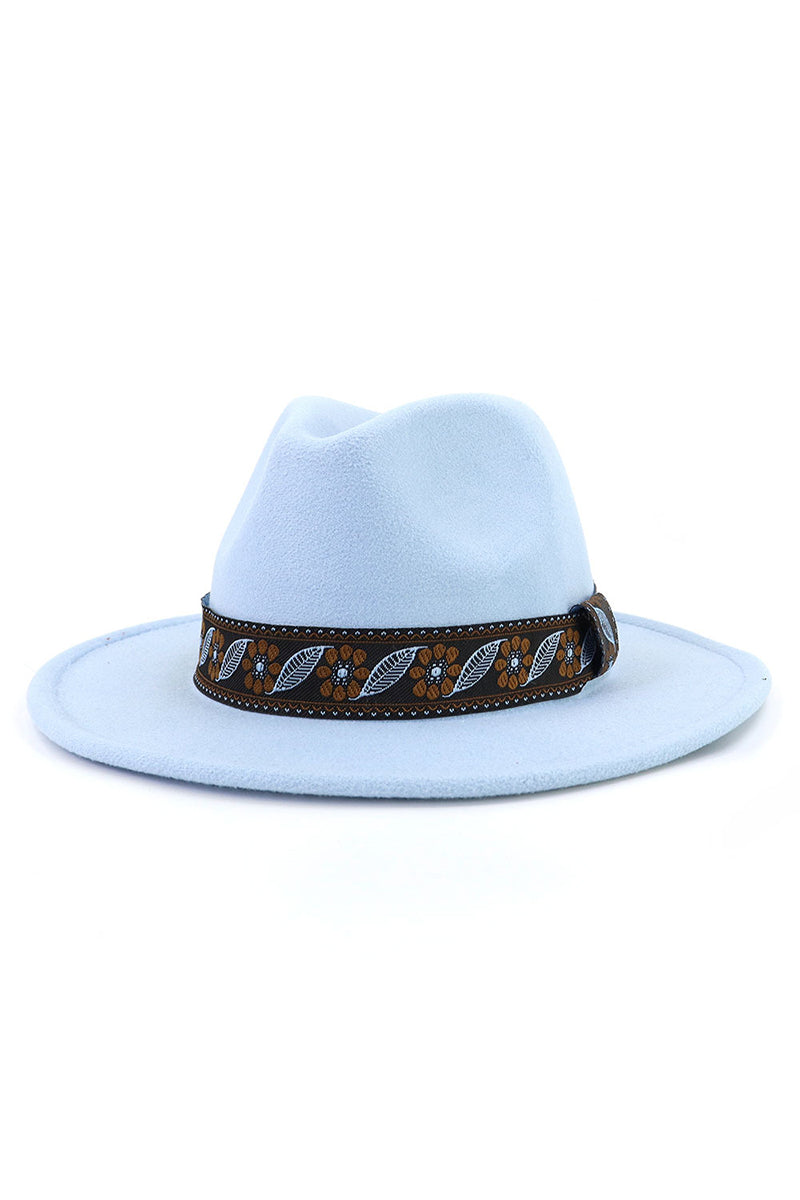 WOMEN WARM RETRO FEDORA BELT PANAMA HAT