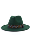 WOMEN WARM RETRO FEDORA BELT PANAMA HAT