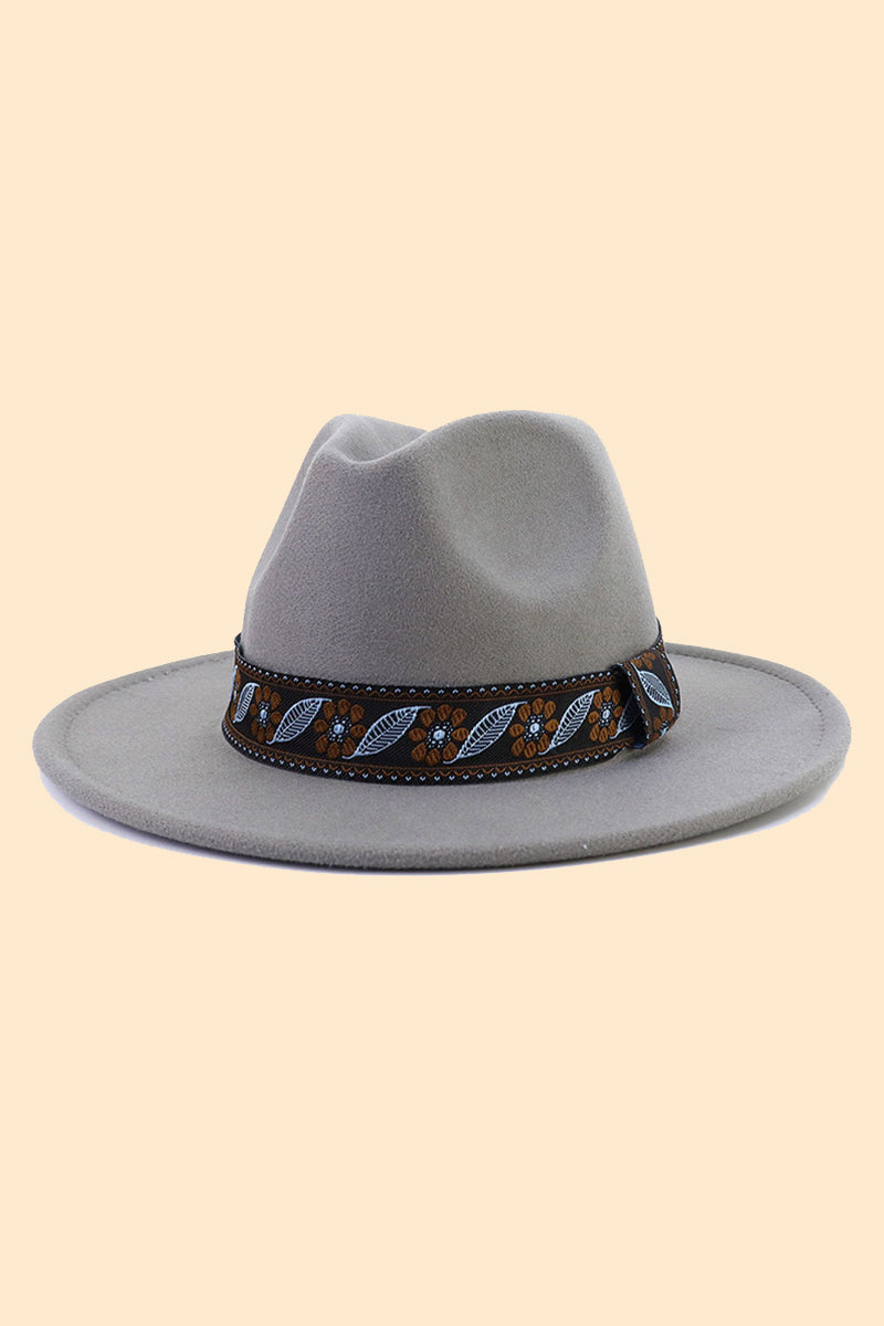 WOMEN WARM RETRO FEDORA BELT PANAMA HAT