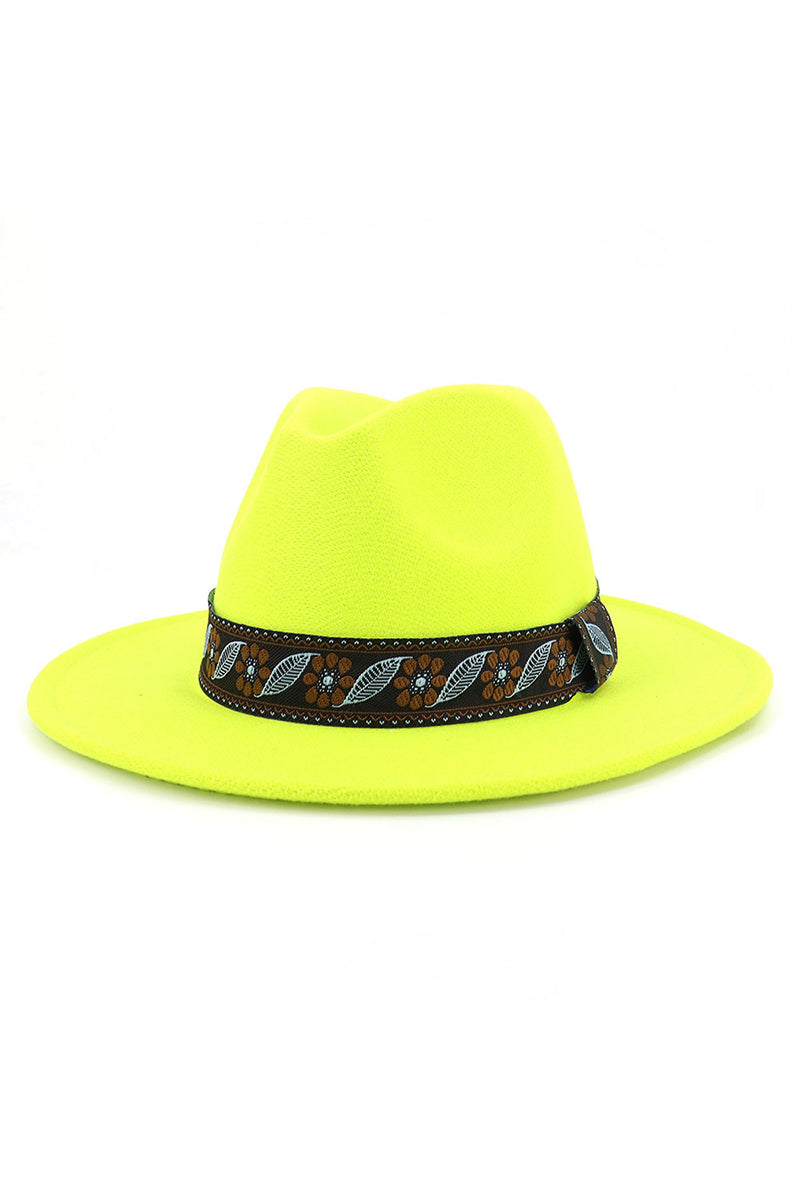 WOMEN WARM RETRO FEDORA BELT PANAMA HAT