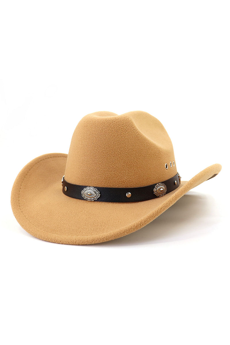 WOMEN WARM RETRO BELT JAZZ COWBOY HAT