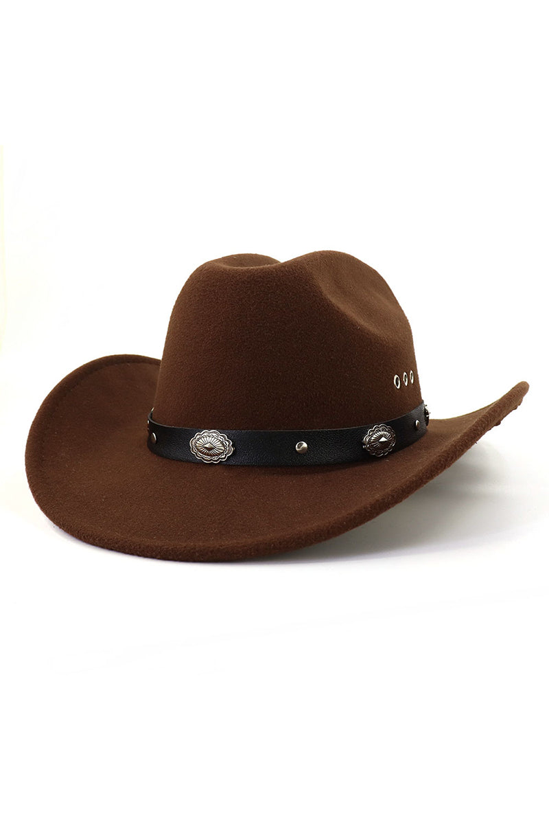 WOMEN WARM RETRO BELT JAZZ COWBOY HAT