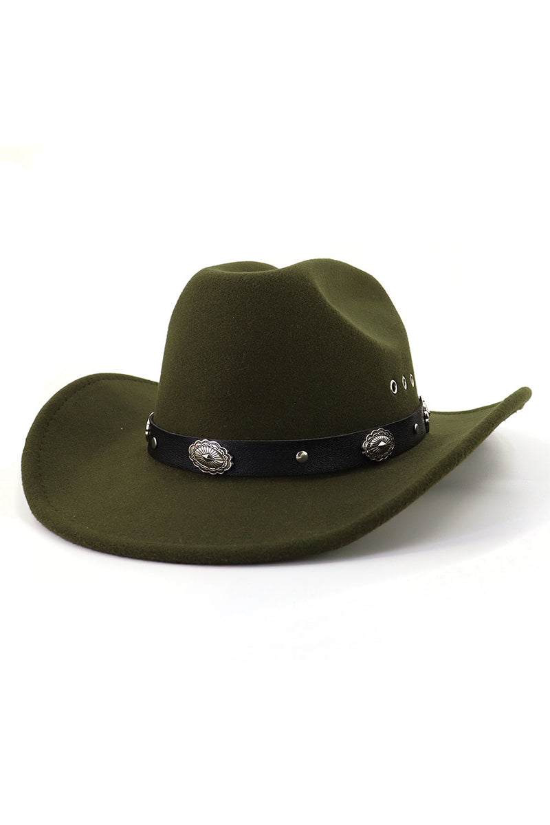 WOMEN WARM RETRO BELT JAZZ COWBOY HAT