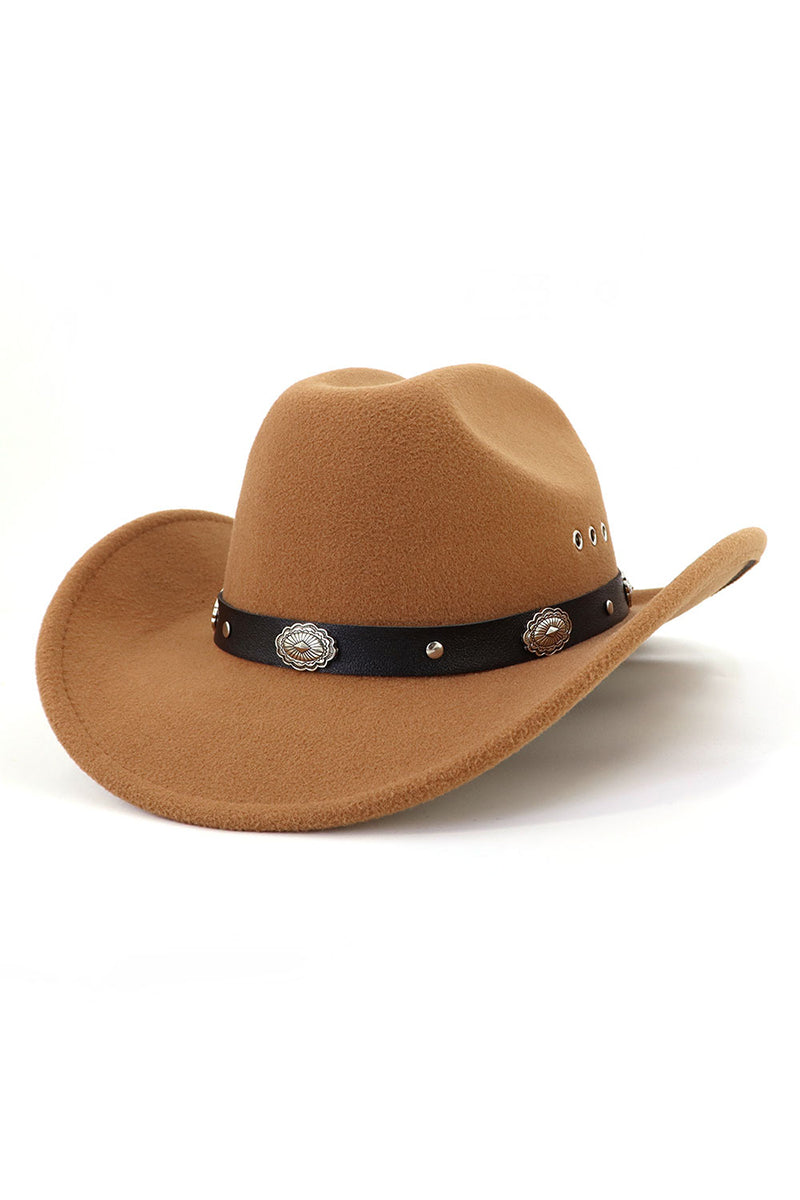 WOMEN WARM RETRO BELT JAZZ COWBOY HAT