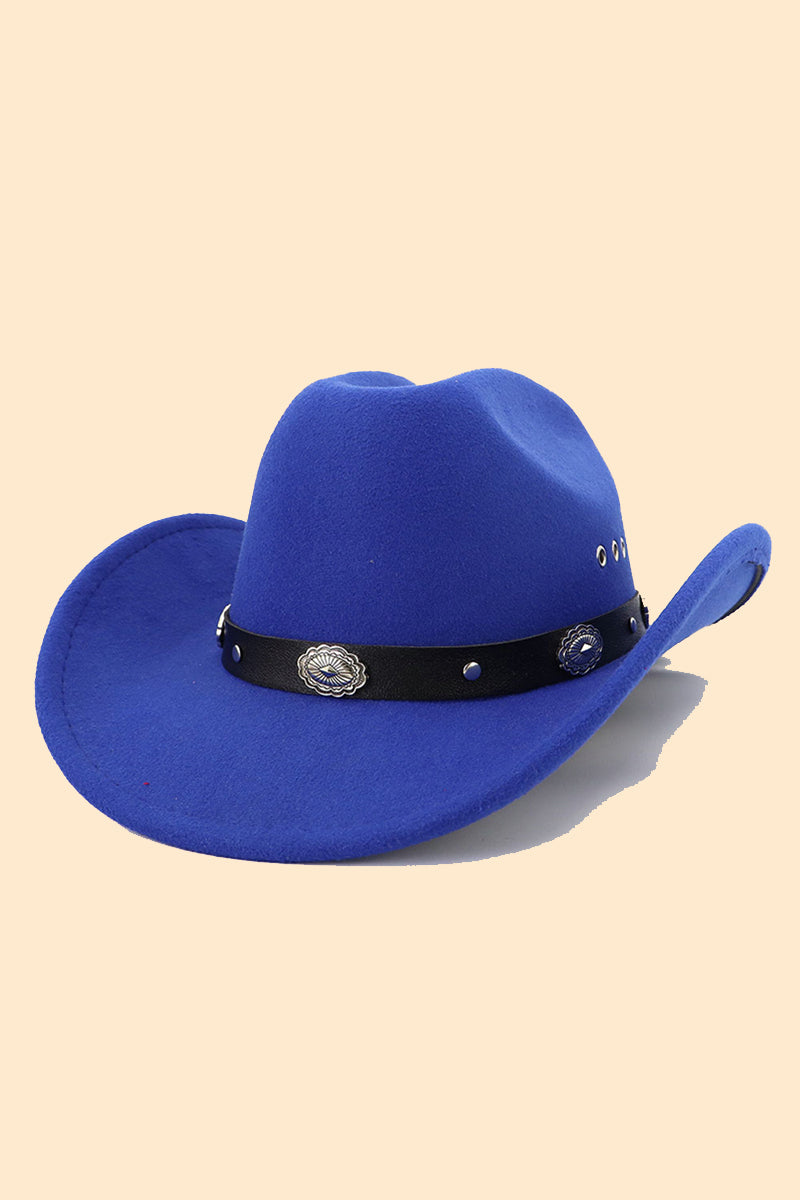 WOMEN WARM RETRO BELT JAZZ COWBOY HAT