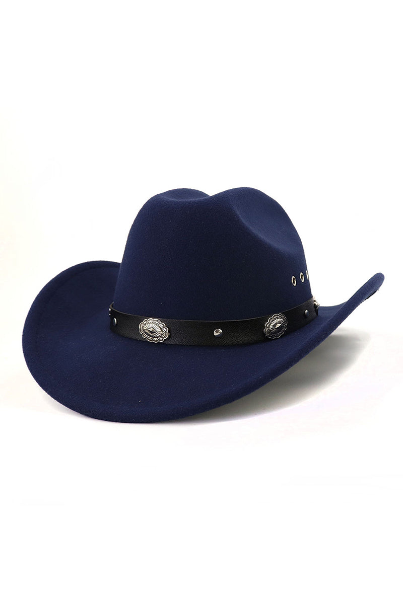 WOMEN WARM RETRO BELT JAZZ COWBOY HAT