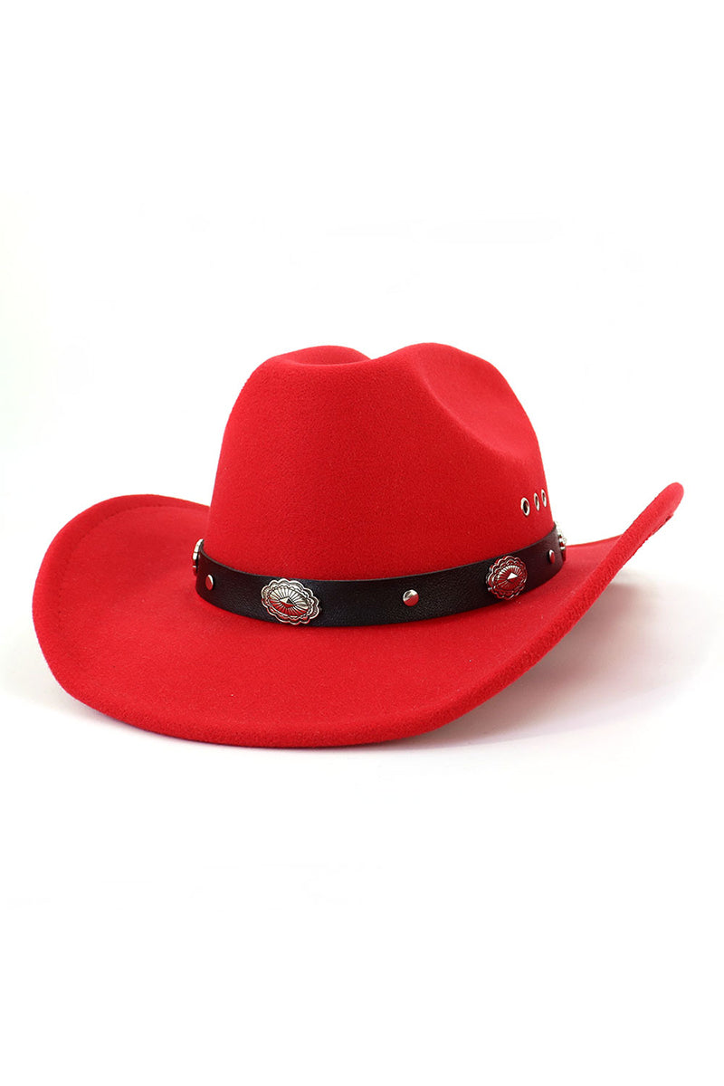 WOMEN WARM RETRO BELT JAZZ COWBOY HAT