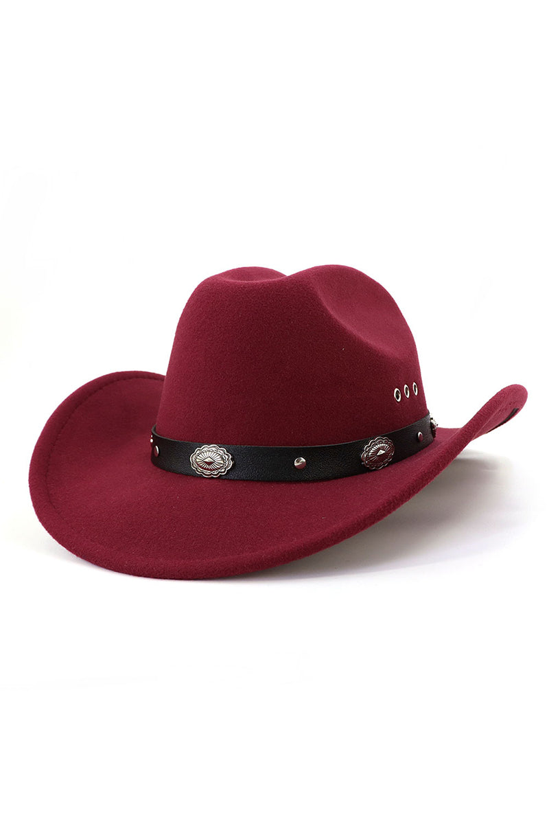 WOMEN WARM RETRO BELT JAZZ COWBOY HAT