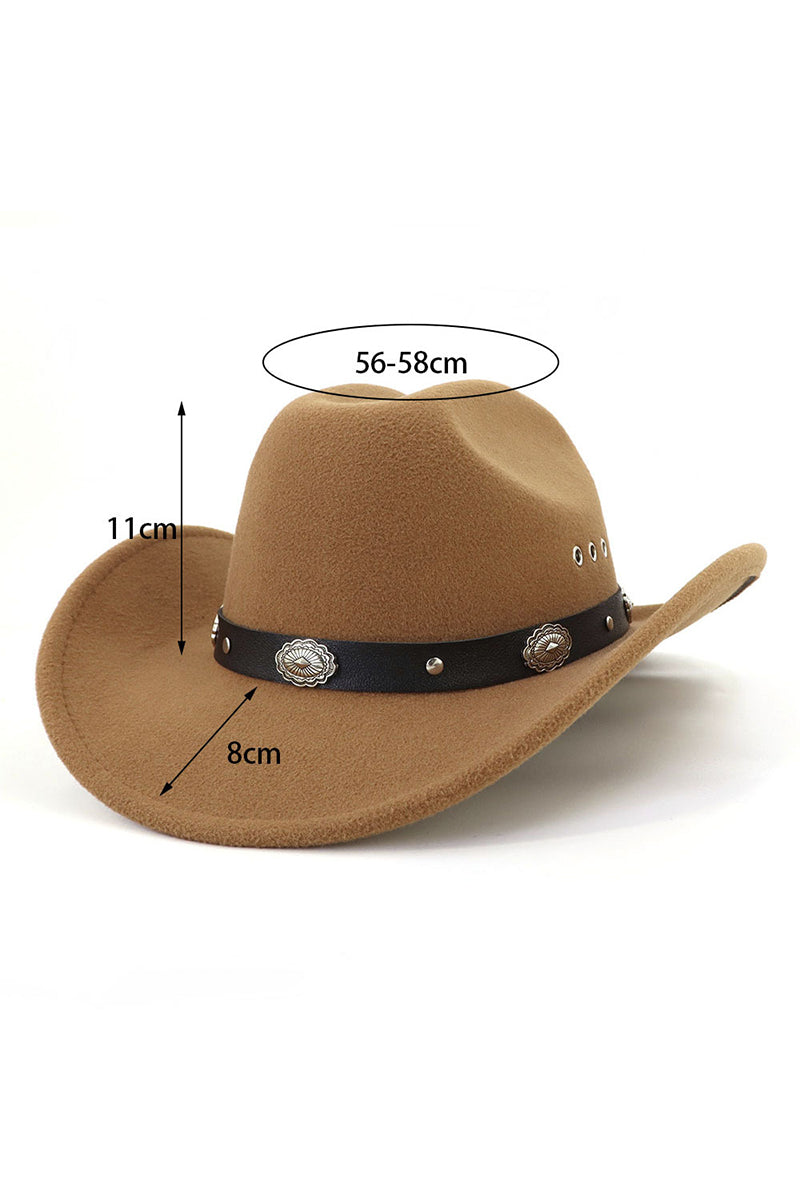 WOMEN WARM RETRO BELT JAZZ COWBOY HAT