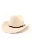 WOMEN WESTERN FELT HAT BELT JAZZ COWBOY HAT