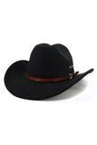 WOMEN WESTERN FELT HAT BELT JAZZ COWBOY HAT