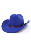 WOMEN WESTERN FELT HAT BELT JAZZ COWBOY HAT