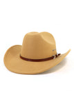 WOMEN WESTERN FELT HAT BELT JAZZ COWBOY HAT